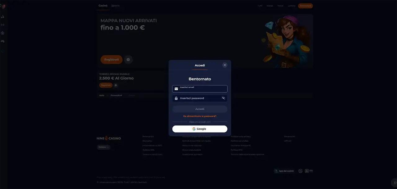 ninecasino accedi